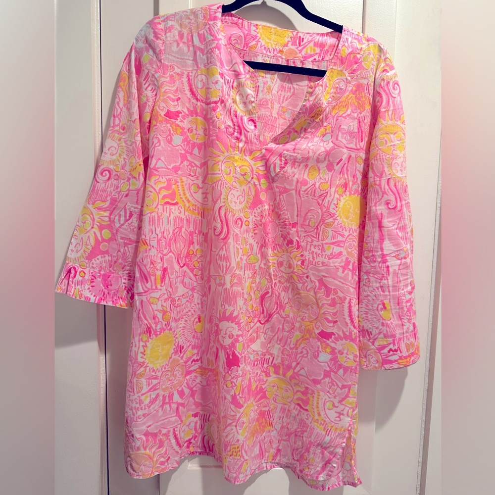 Lilly Pulitzer Pink and Orange Tunic with Whimsical Print